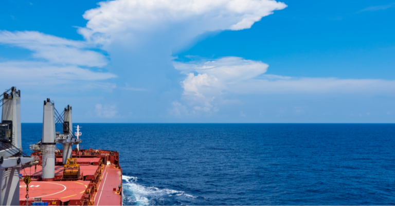 Image: cargo ship at sea